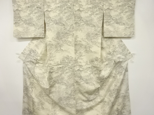 JAPANESE KIMONO / ANTIQUE KIMONO / SILK / TSUMUGI / SCENERY